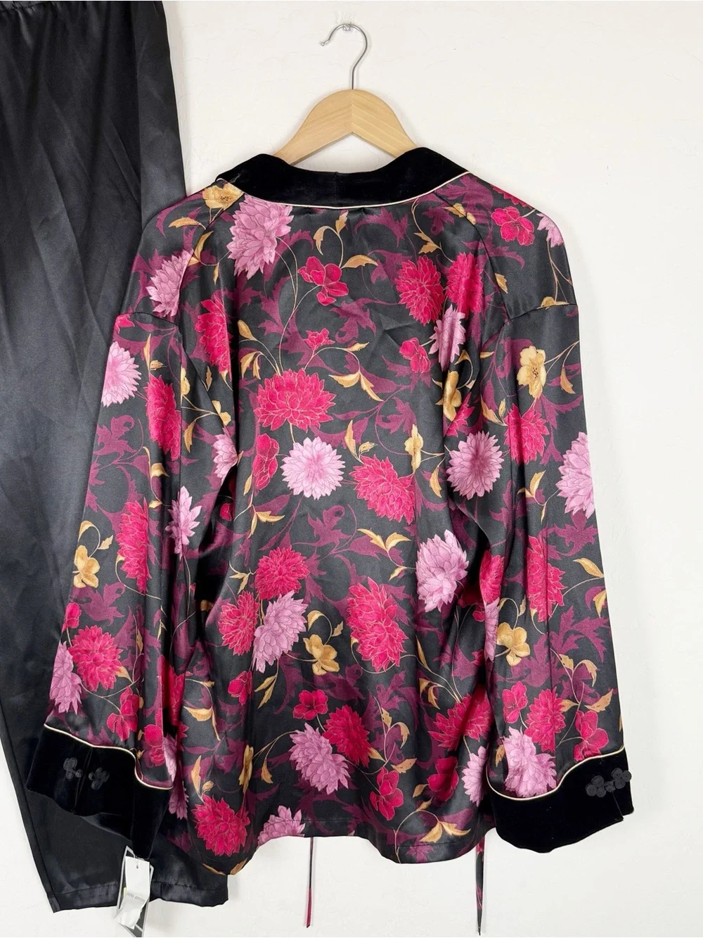 NWT Vintage Halston 2-Piece Satin Loungewear Set Floral Top and Pants